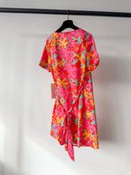 Never Fully Dressed Pink Tropical Floral Wrap Mini Dress - House Of Huntington