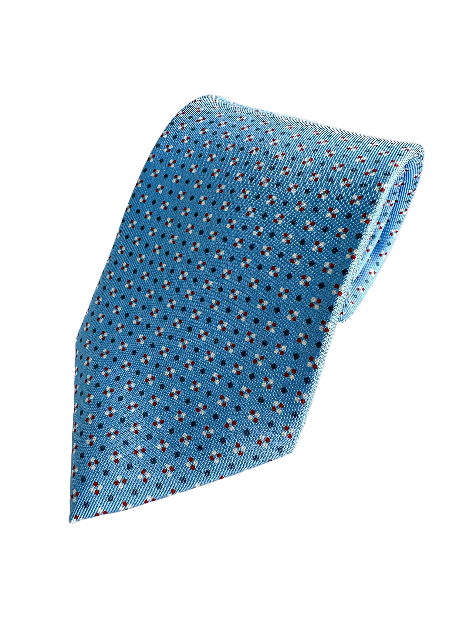 Drake's Light Blue Diamond Dot Silk Tie