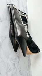 Isabel Marant Layo Studded Cone Heel Suede Black Calf Boots (EU 36)