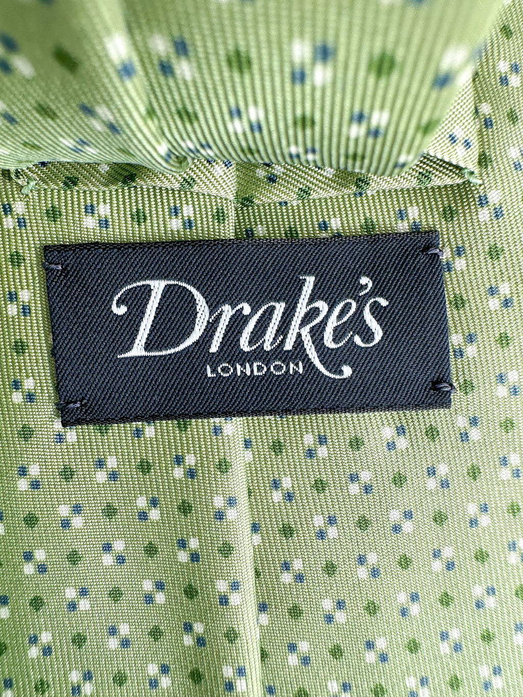 Drake's Green Diamond Dot Silk Tie