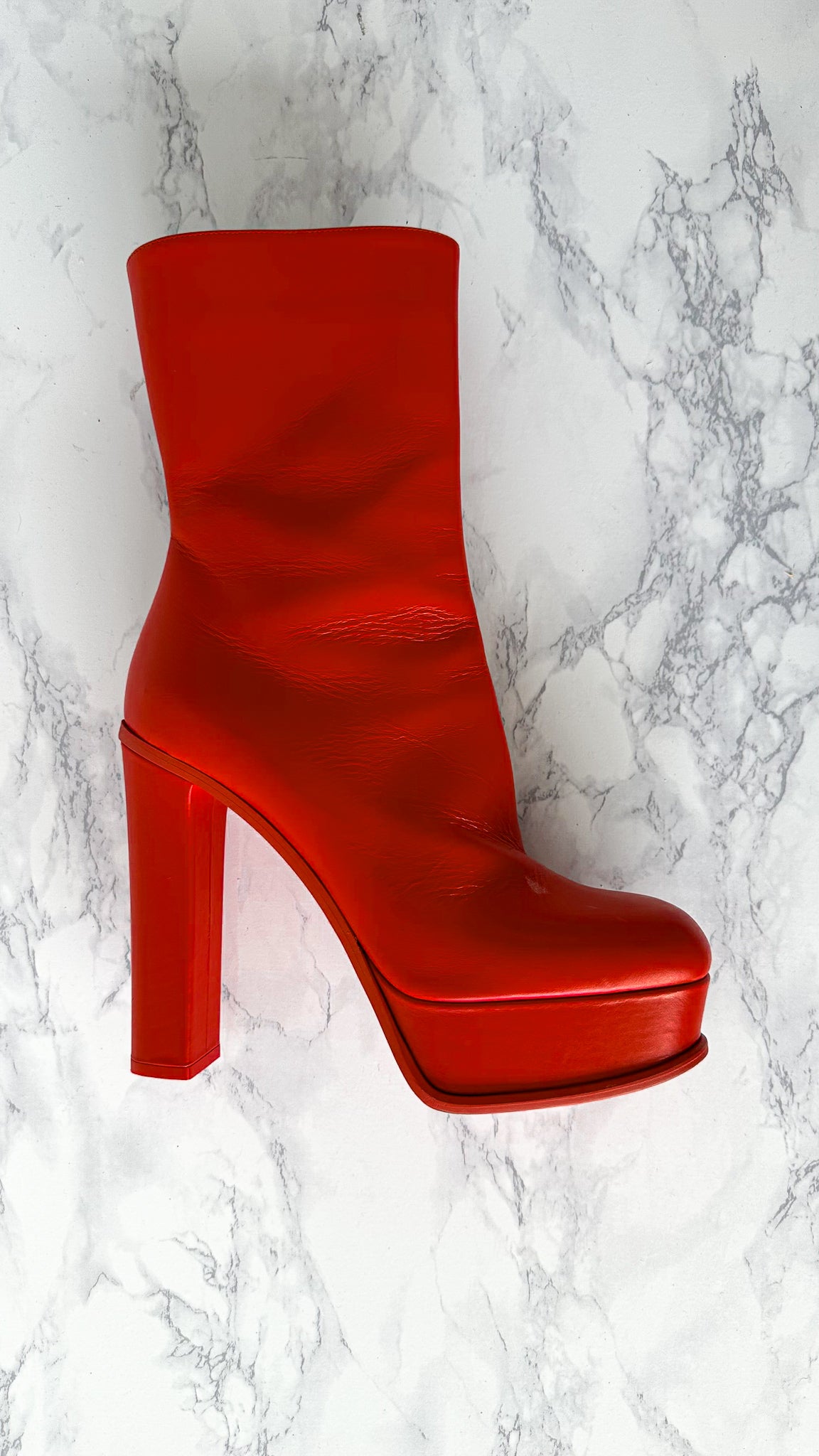 Alexander McQueen Red Platform Red Sole High Heel Boots