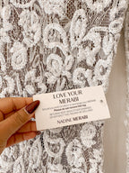 NADINE MERABI White Lace Sequinned Jumpsuit lengan panjang