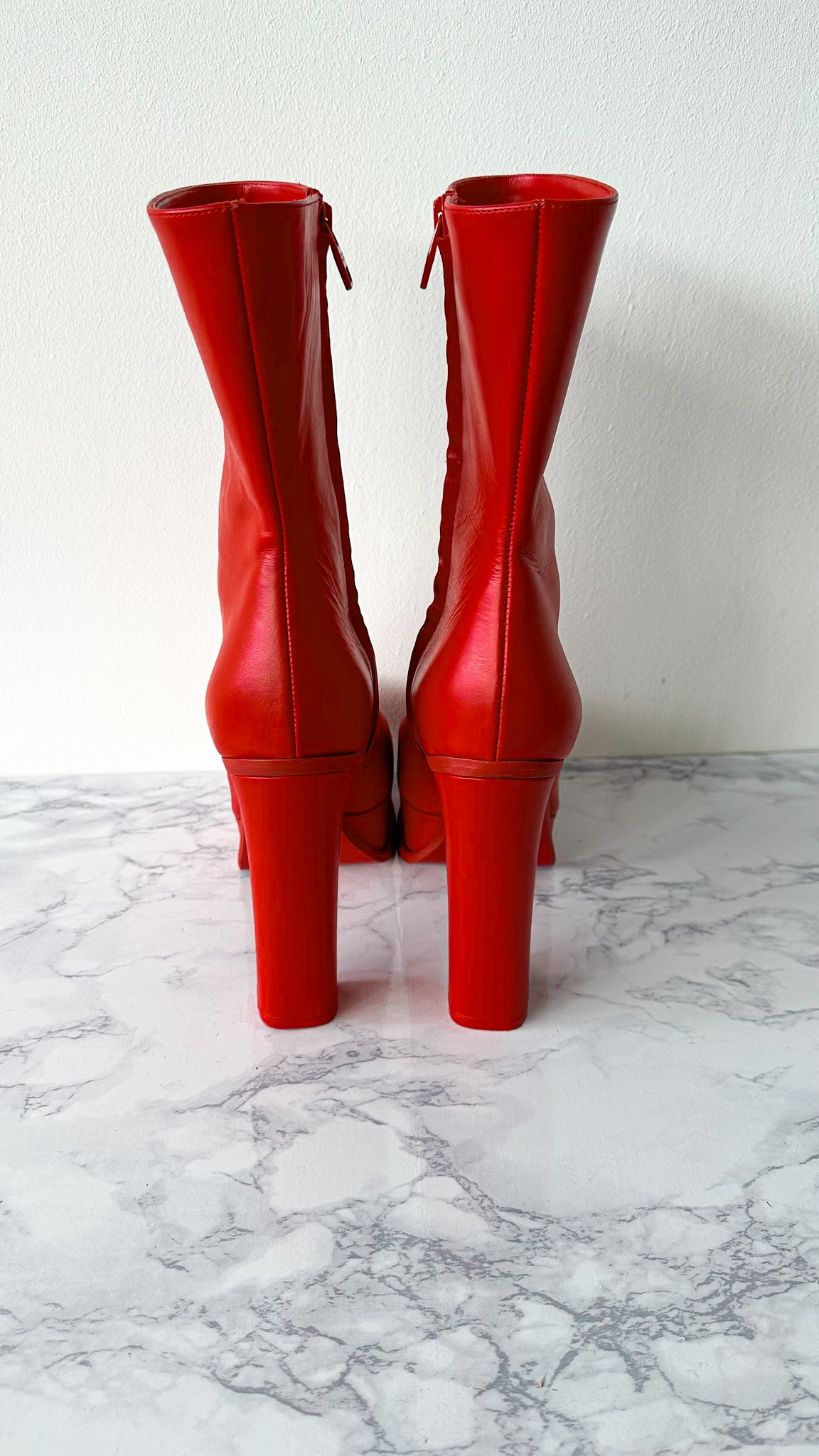 Alexander McQueen Red Platform Red Sole High Heel Boots