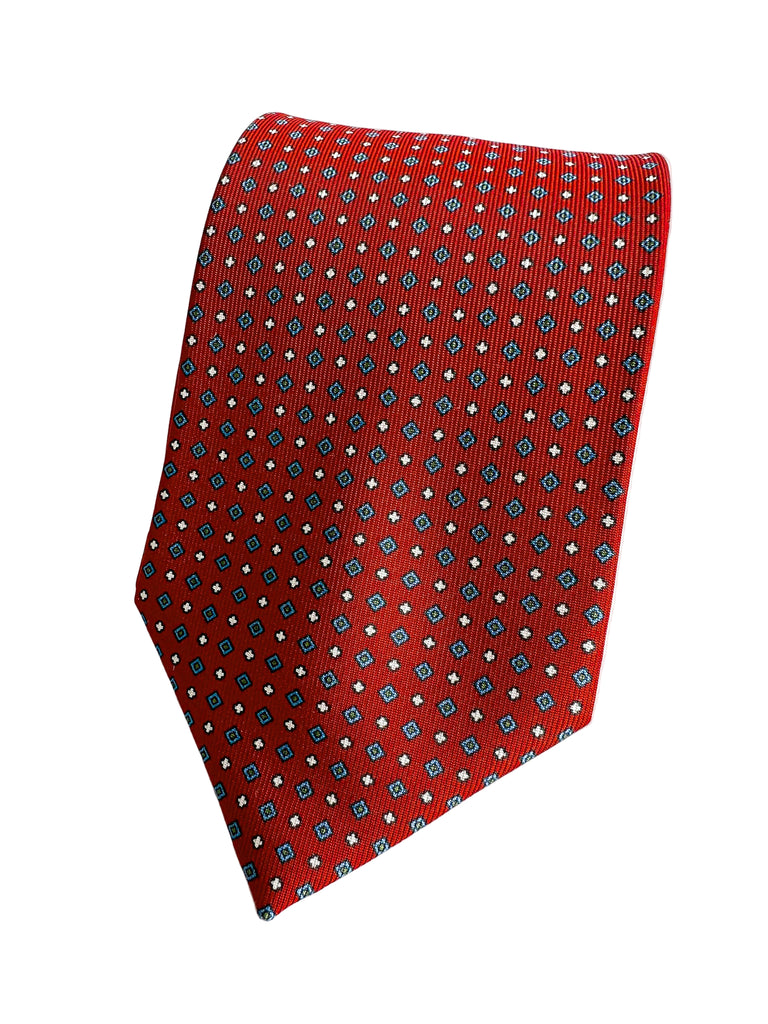 Drake's Dark Red Diamond Print Silk Tie