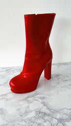 Alexander McQueen Red Platform Red Sole High Heel Boots