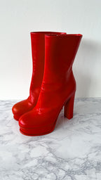 Alexander McQueen Red Platform Red Sole High Heel Boots