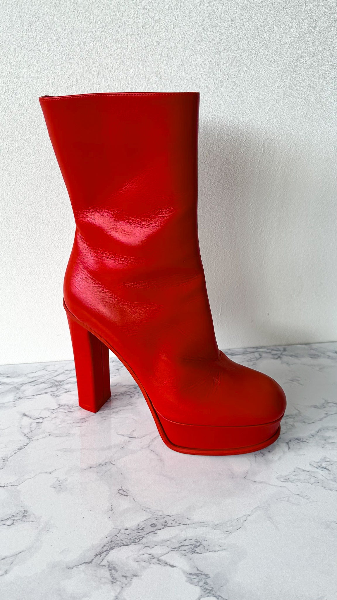 Alexander McQueen Red Platform Red Sole High Heel Boots