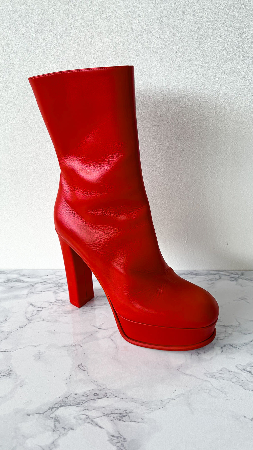 Alexander McQueen Red Platform Red Sole High Heel Boots