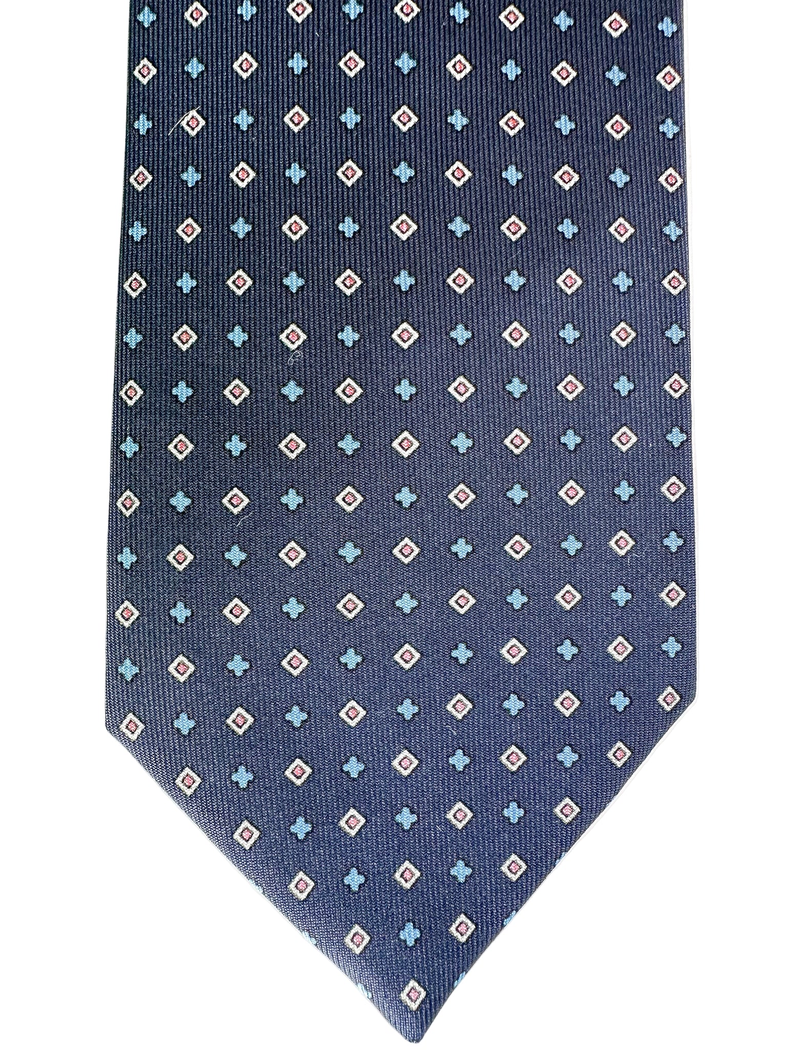 Drake's Navy Diamond Print Silk Tie