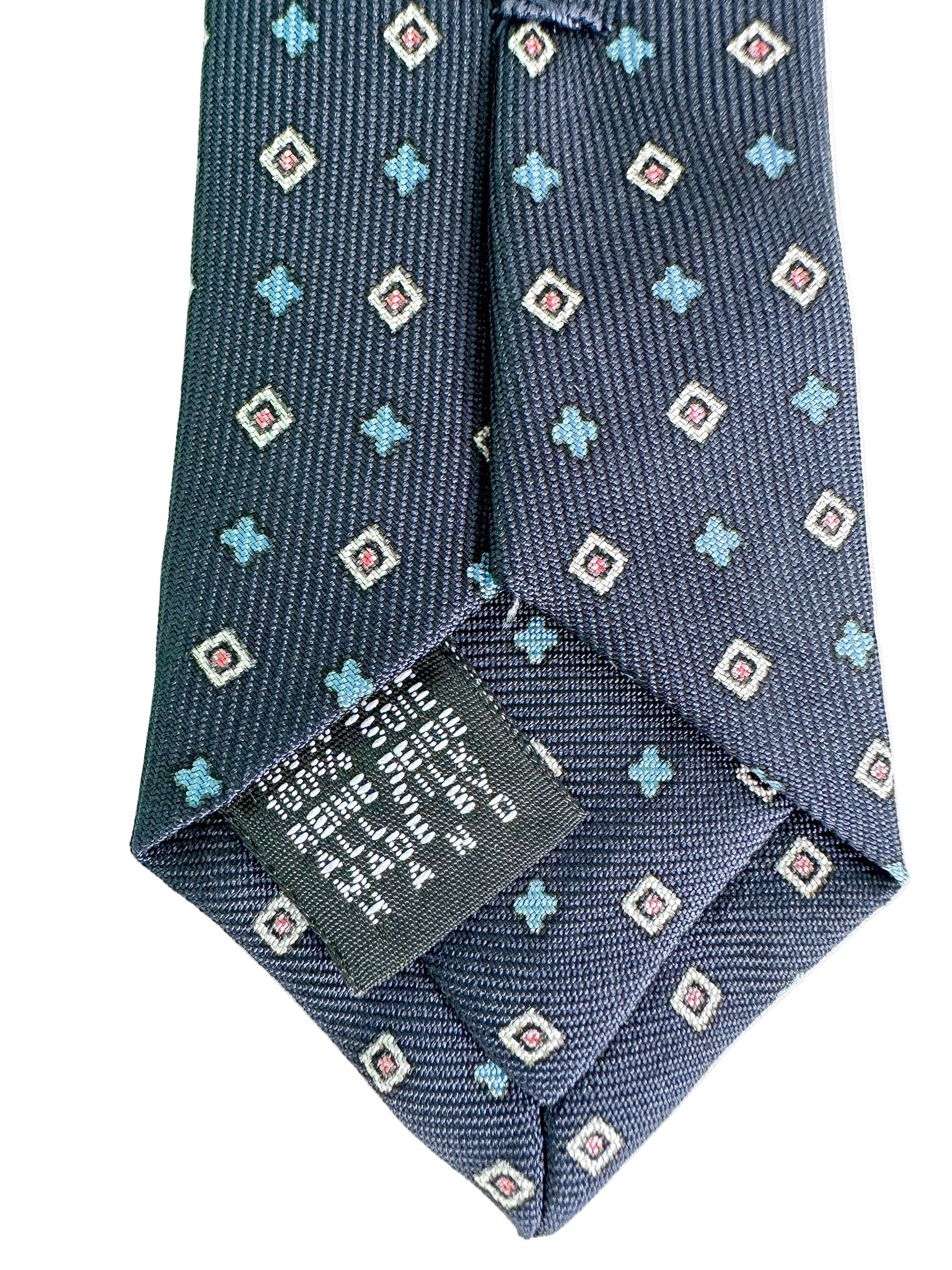 Drake's Navy Diamond Print Silk Tie