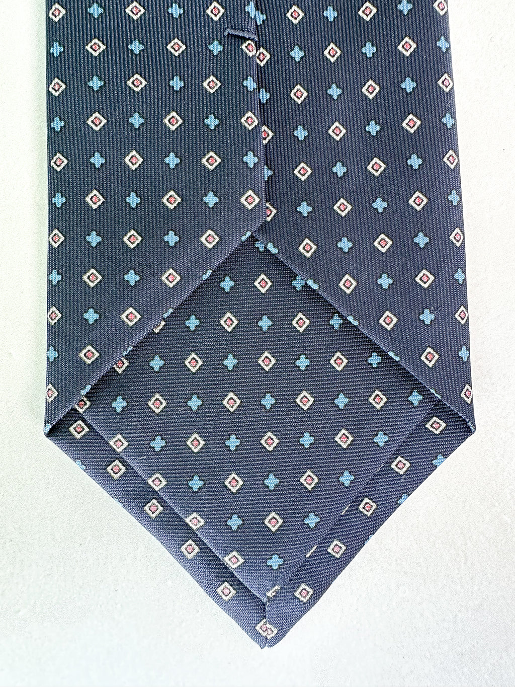 Drake's Navy Diamond Print Silk Tie
