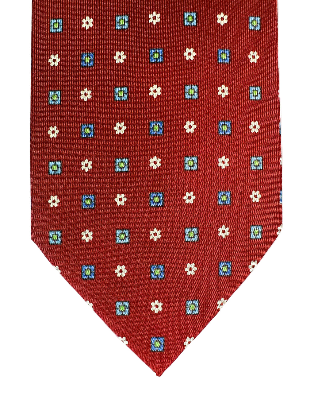 Drake's Dark Red Floral & Diamond Print Tie