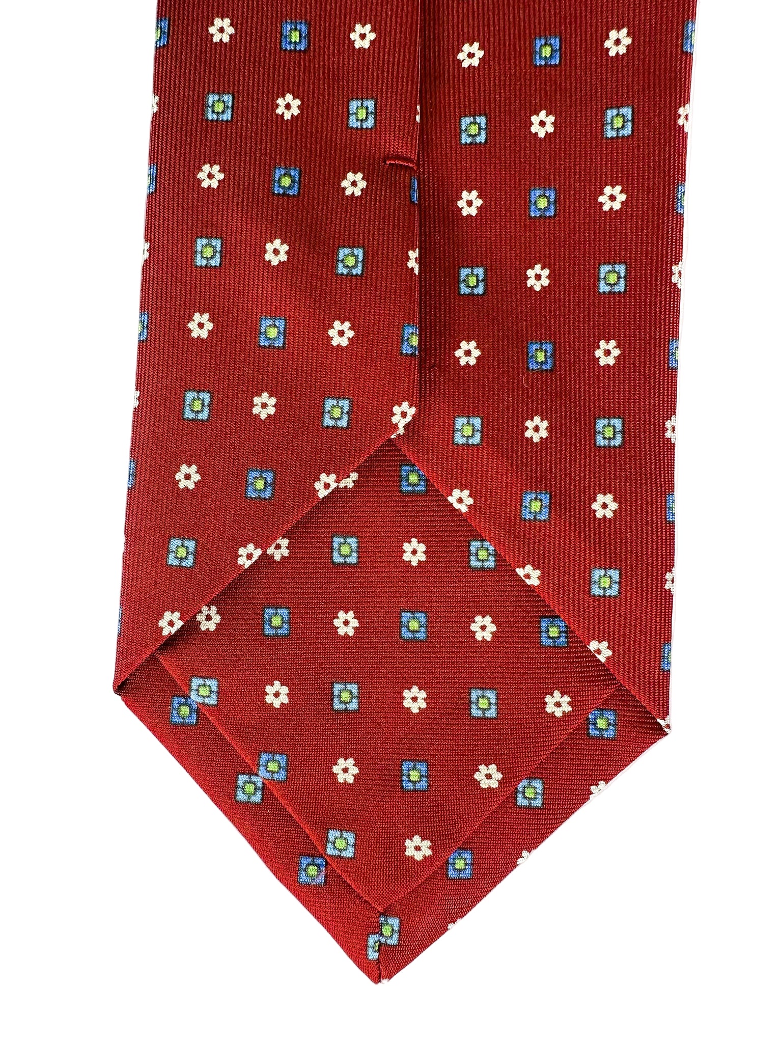 Drake's Dark Red Floral & Diamond Print Tie