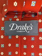Drake's Dark Red Floral & Diamond Print Tie