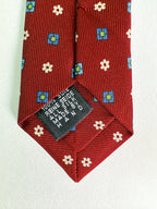 Drake's Dark Red Floral & Diamond Print Tie