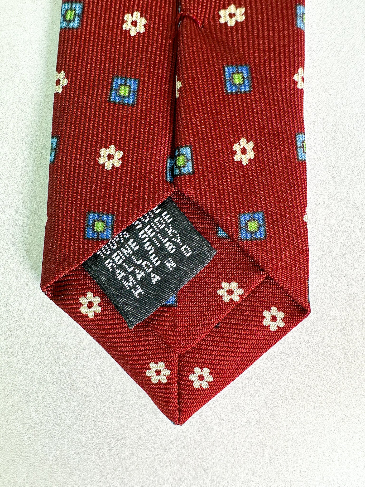 Drake's Dark Red Floral & Diamond Print Tie