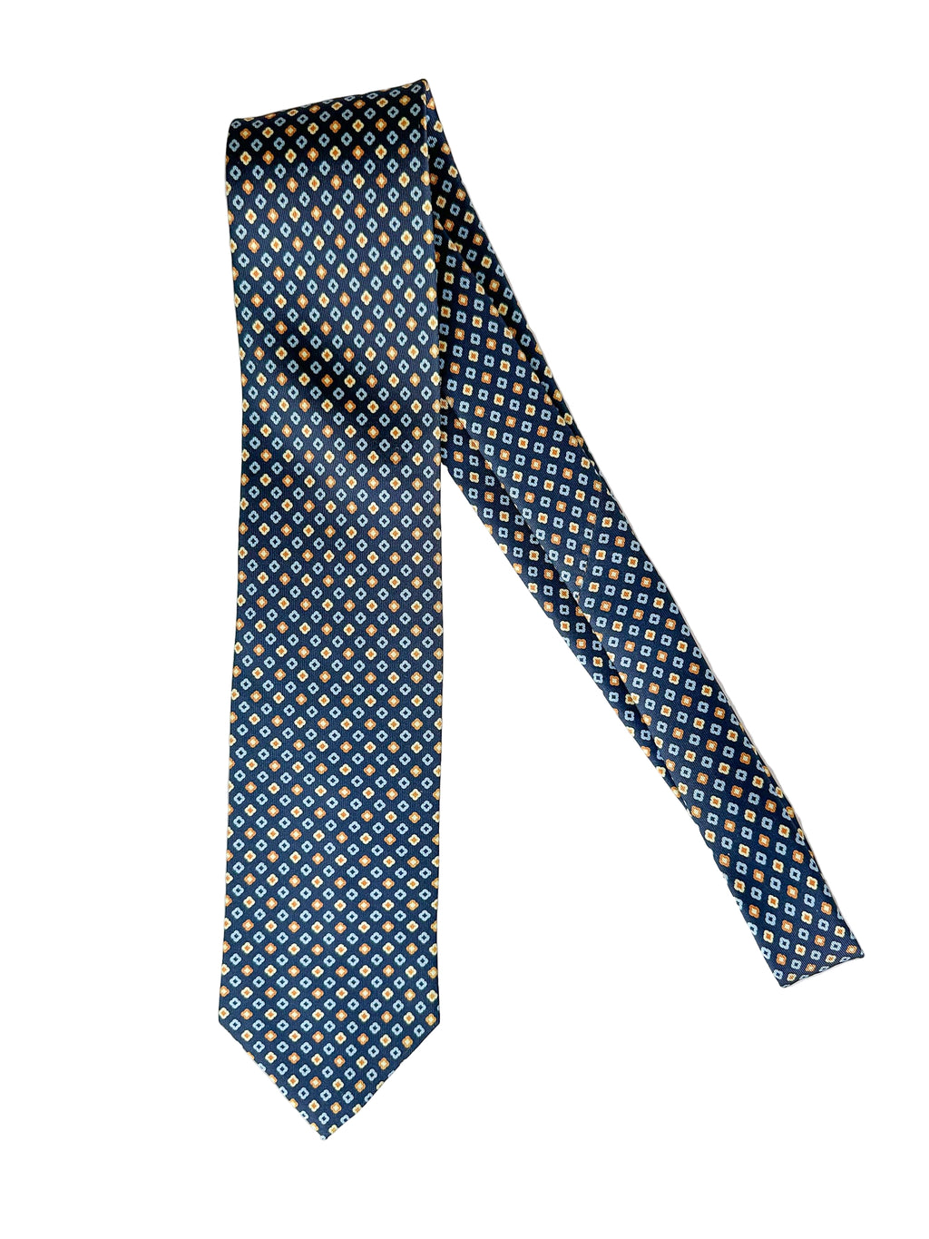 Drake's Floral Diamond Navy Silk Tie