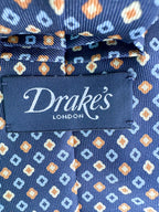 Drake's Floral Diamond Navy Silk Tie