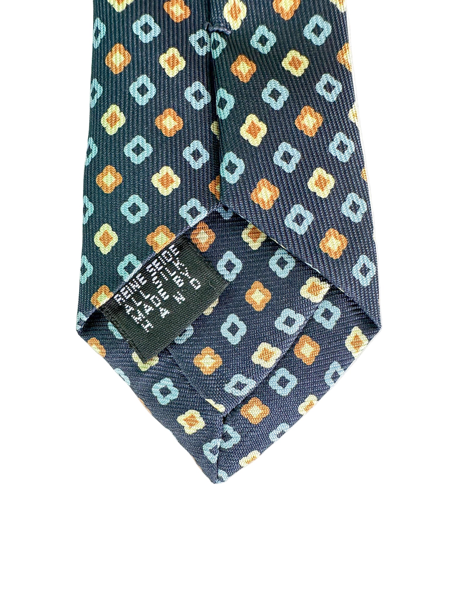 Drake's Floral Diamond Navy Silk Tie