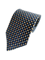 Drake's Floral Diamond Navy Silk Tie