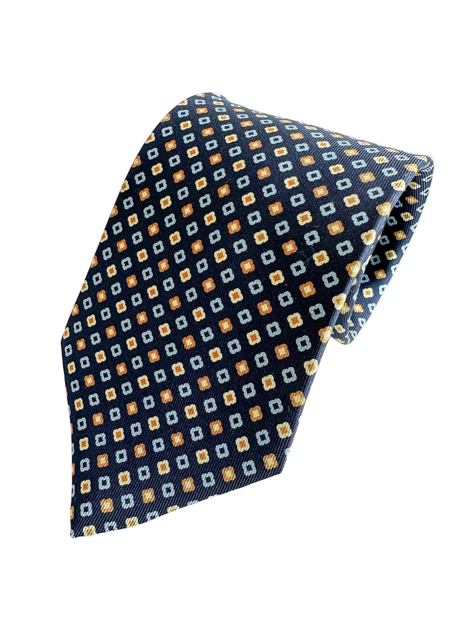 Drake's Floral Diamond Navy Silk Tie
