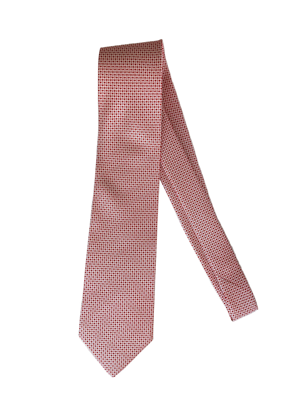 Drake's Red & White Dot Geometric Print Silk Tie