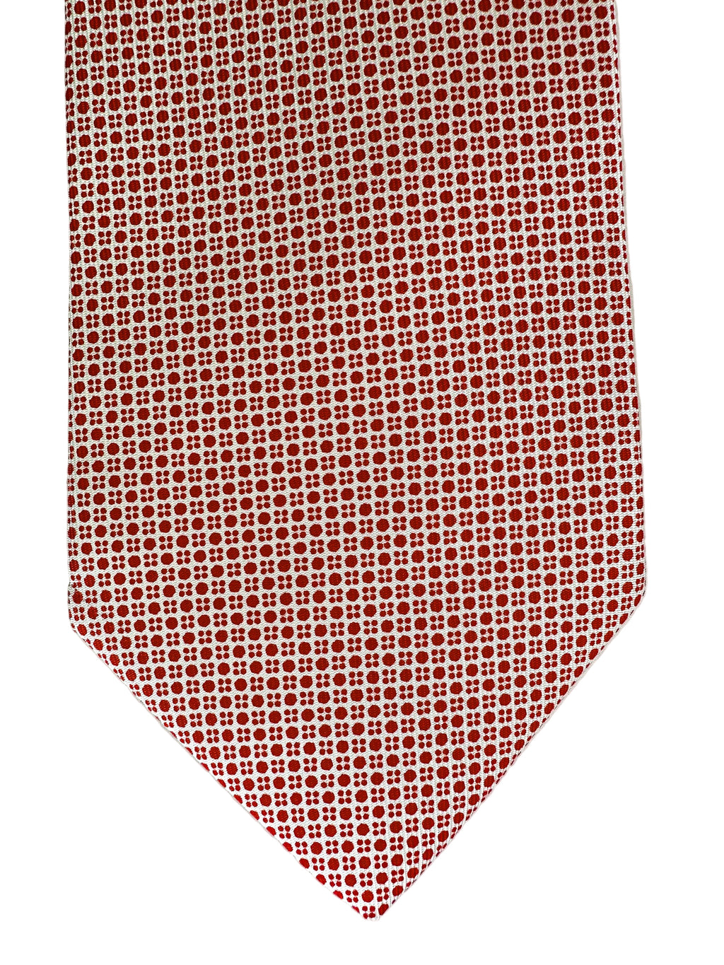 Drake's Red & White Dot Geometric Print Silk Tie