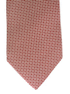 Drake's Red & White Dot Geometric Print Silk Tie