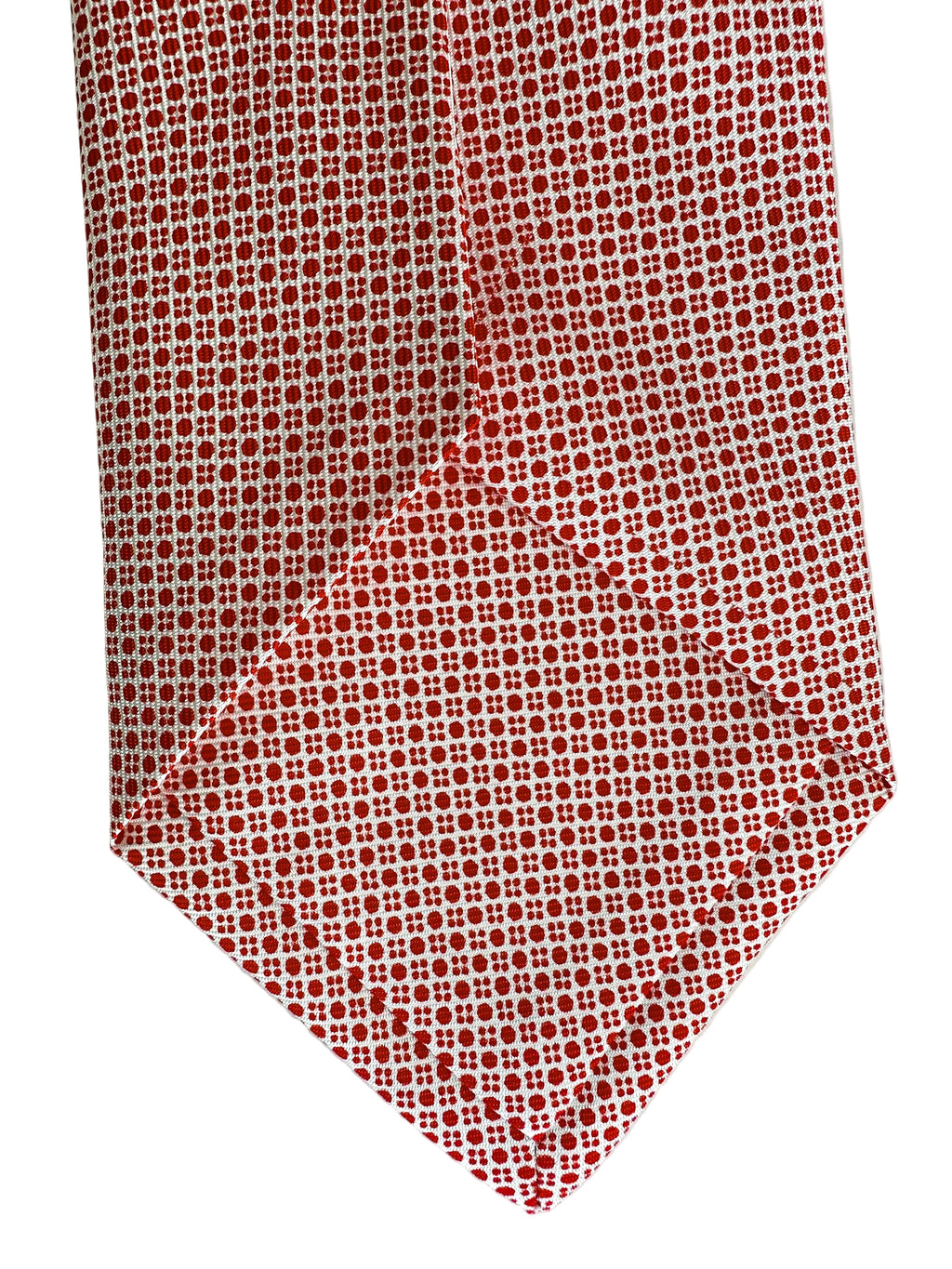 Drake's Red & White Dot Geometric Print Silk Tie