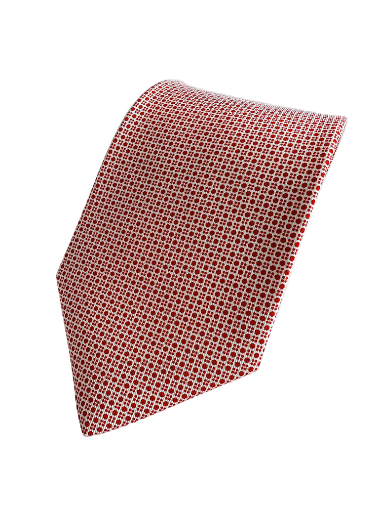 Drake's Red & White Dot Geometric Print Silk Tie
