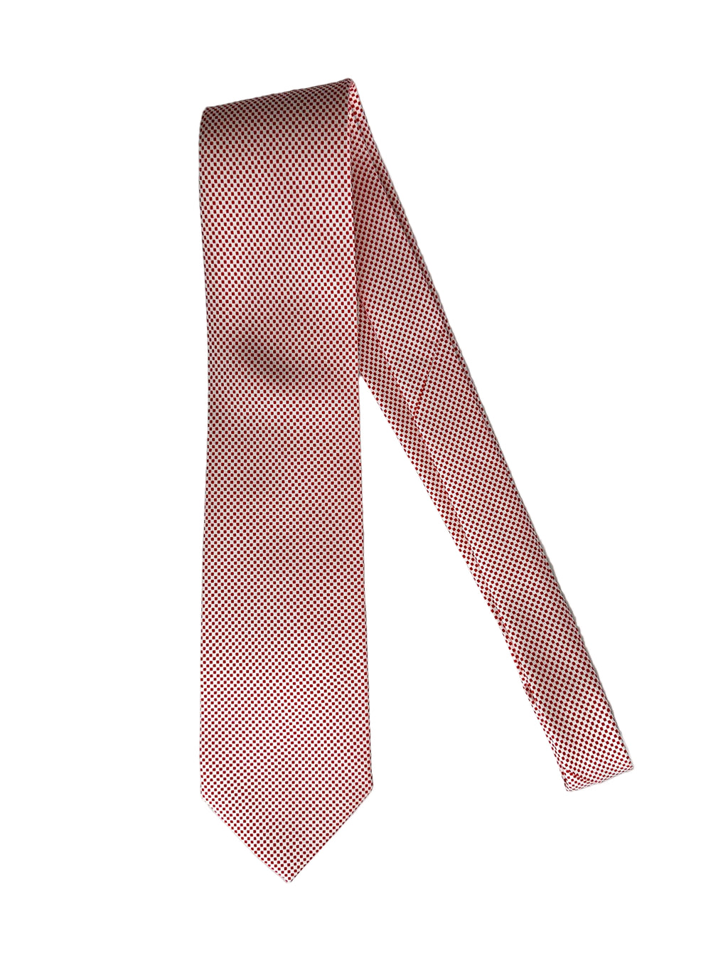 Drake's Red White Square Dot Silk Tie