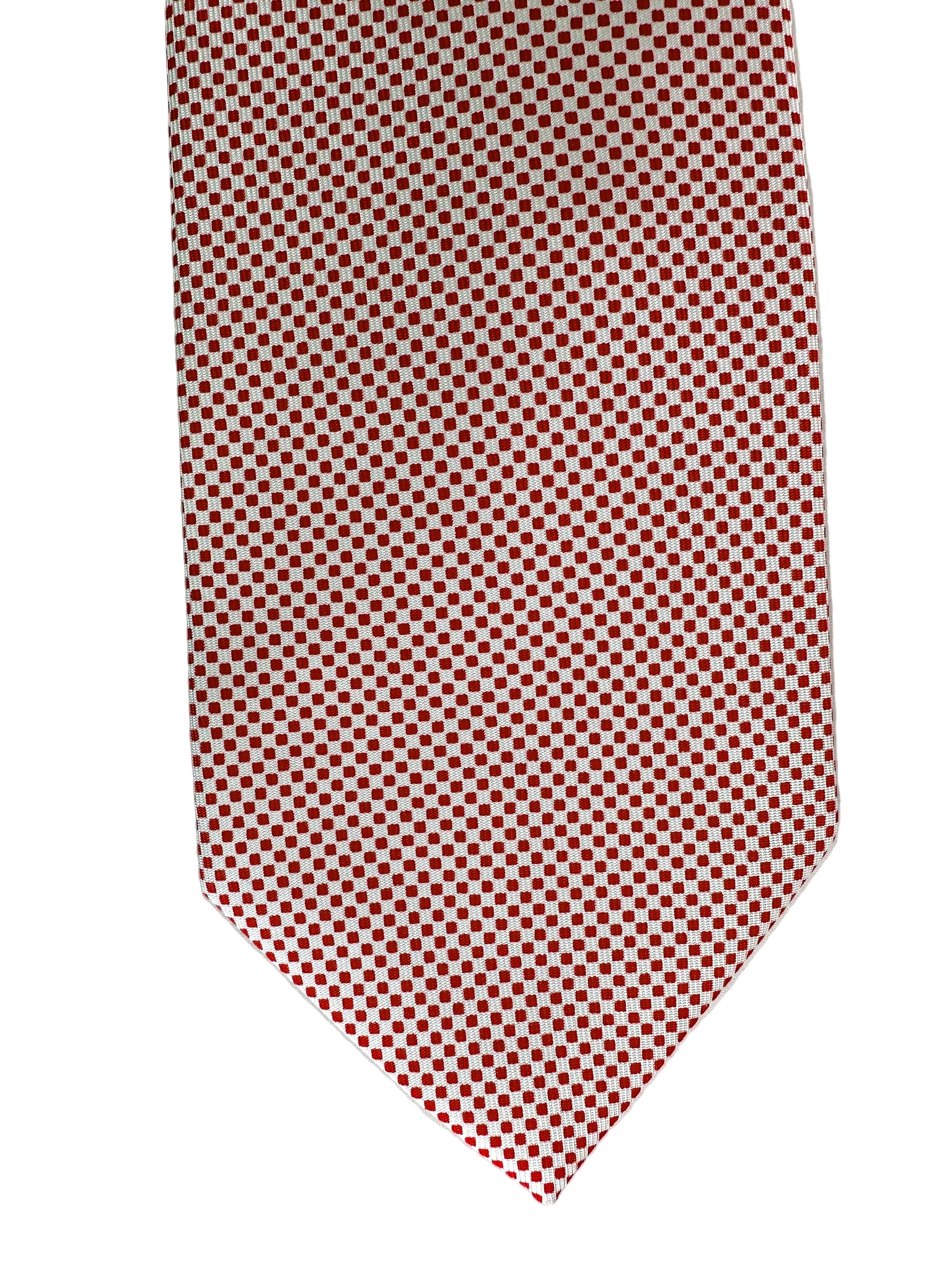 Drake's Red White Square Dot Silk Tie
