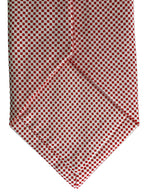 Drake's Red White Square Dot Silk Tie