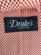 Drake's Red White Square Dot Silk Tie