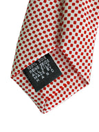 Drake's Red White Square Dot Silk Tie