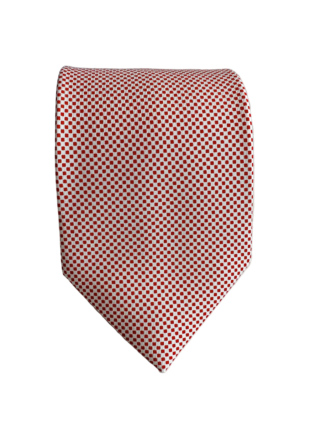 Drake's Red White Square Dot Silk Tie