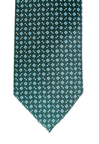 Drake's Dark Green Silk Tie With Blue Dot Floral