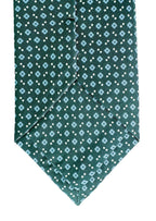 Drake's Dark Green Silk Tie With Blue Dot Floral