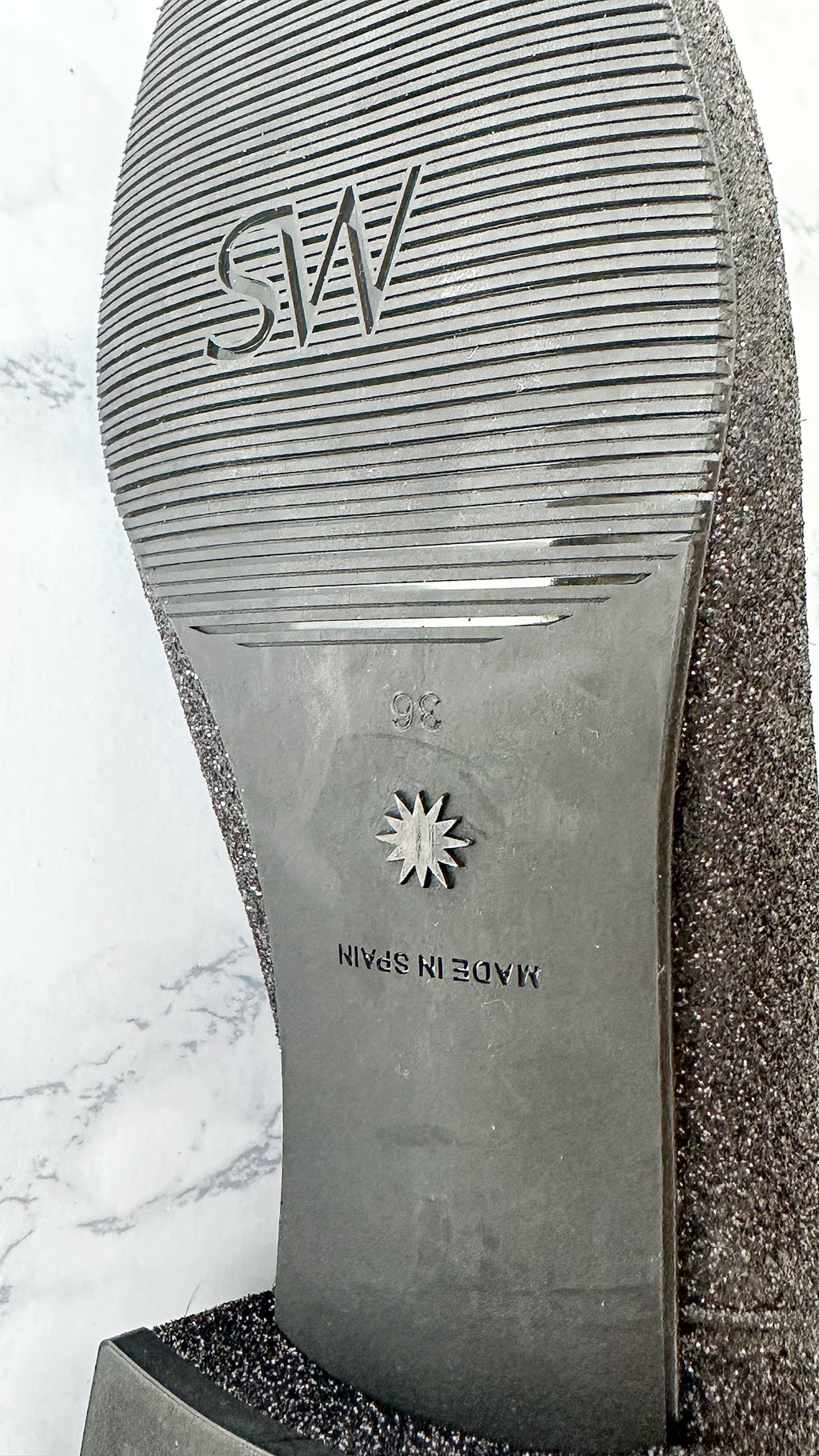 Stuart Weitzman Glitter Sparkly Black Block Heel Boots Booties