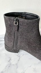 Stuart Weitzman Glitter Sparkly Black Block Heel Boots Booties
