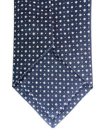 Drake's Navy Silk Tie With Pink Dot Floral
