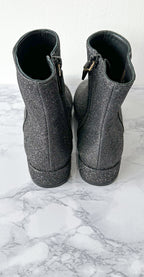 Stuart Weitzman Glitter Sparkly Black Block Heel Boots Booties