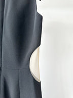 David Koma Black Cut-Out Mesh Sides V-Neck Jumpsuit - House Of Huntington