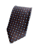 Drake's Dark Brown Silk Tie With Blue Daisy Print