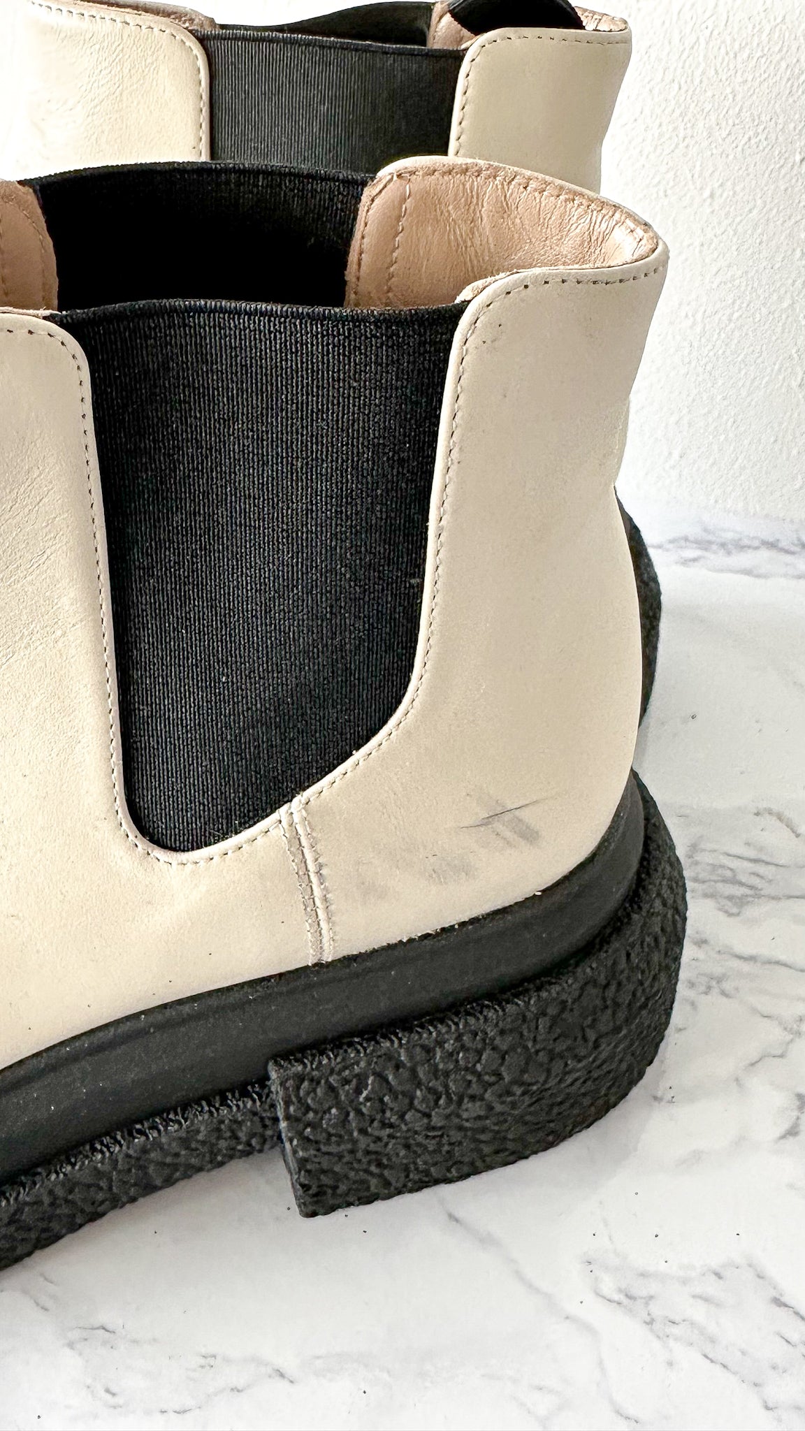 Stuart Weitzman Charli Oat White Ankle Chelsea Boots