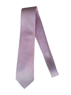 Drake's White Silk Tie With Fuchsia Pink Floral