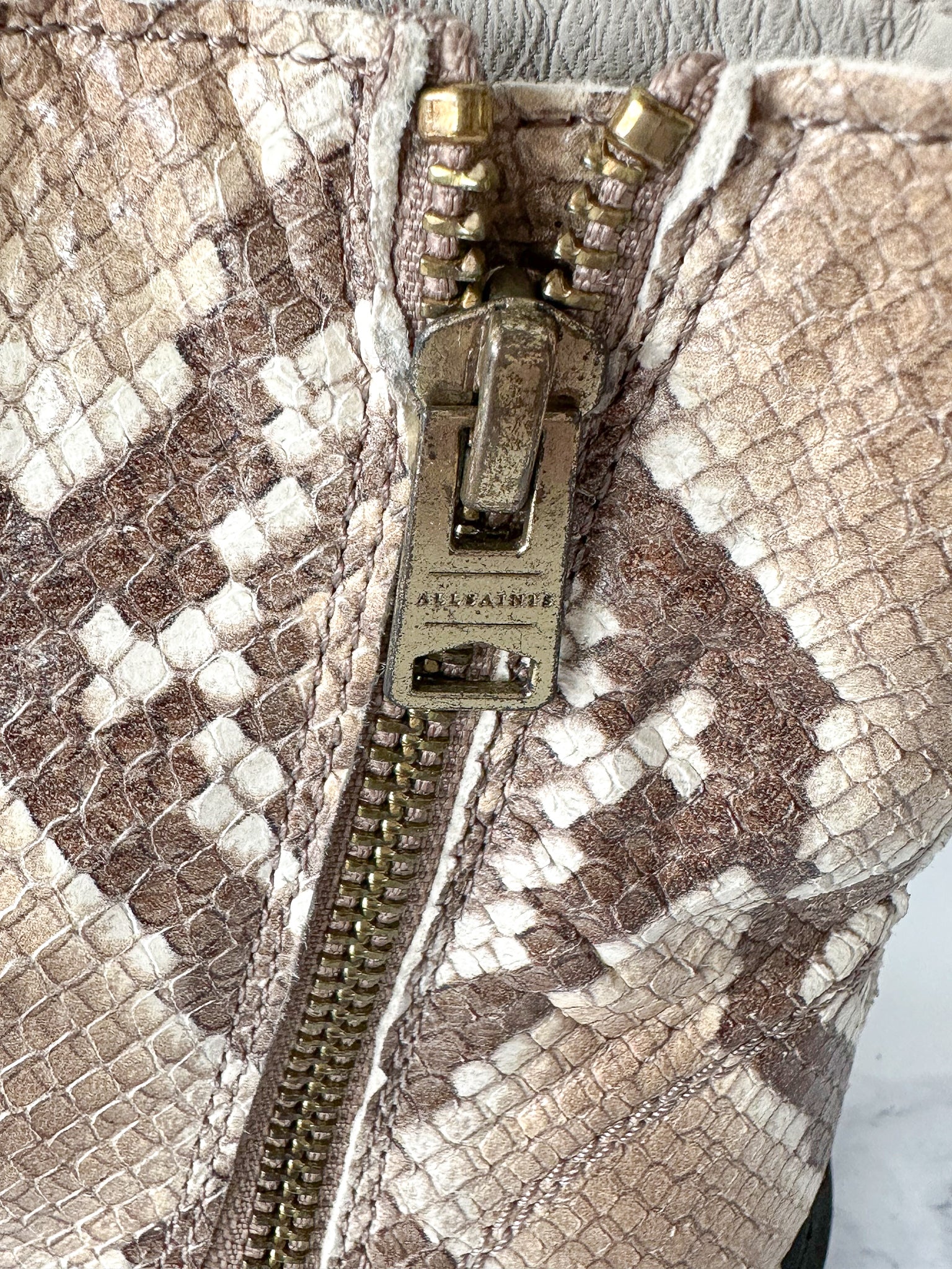 ALLSAINTS Combat Snake Print Lace Zip Chunky Heel Ankle Donita Boots (EU 36)