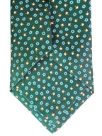 Drake's Dark Green Silk Tie With Blue Floral Print
