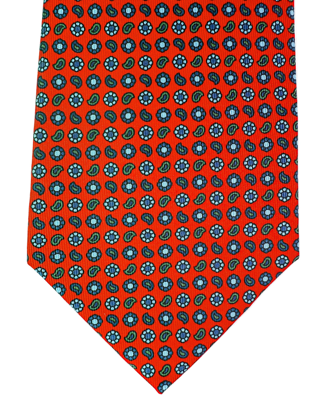 Drake's Red Silk Tie With Paisley Floral Print