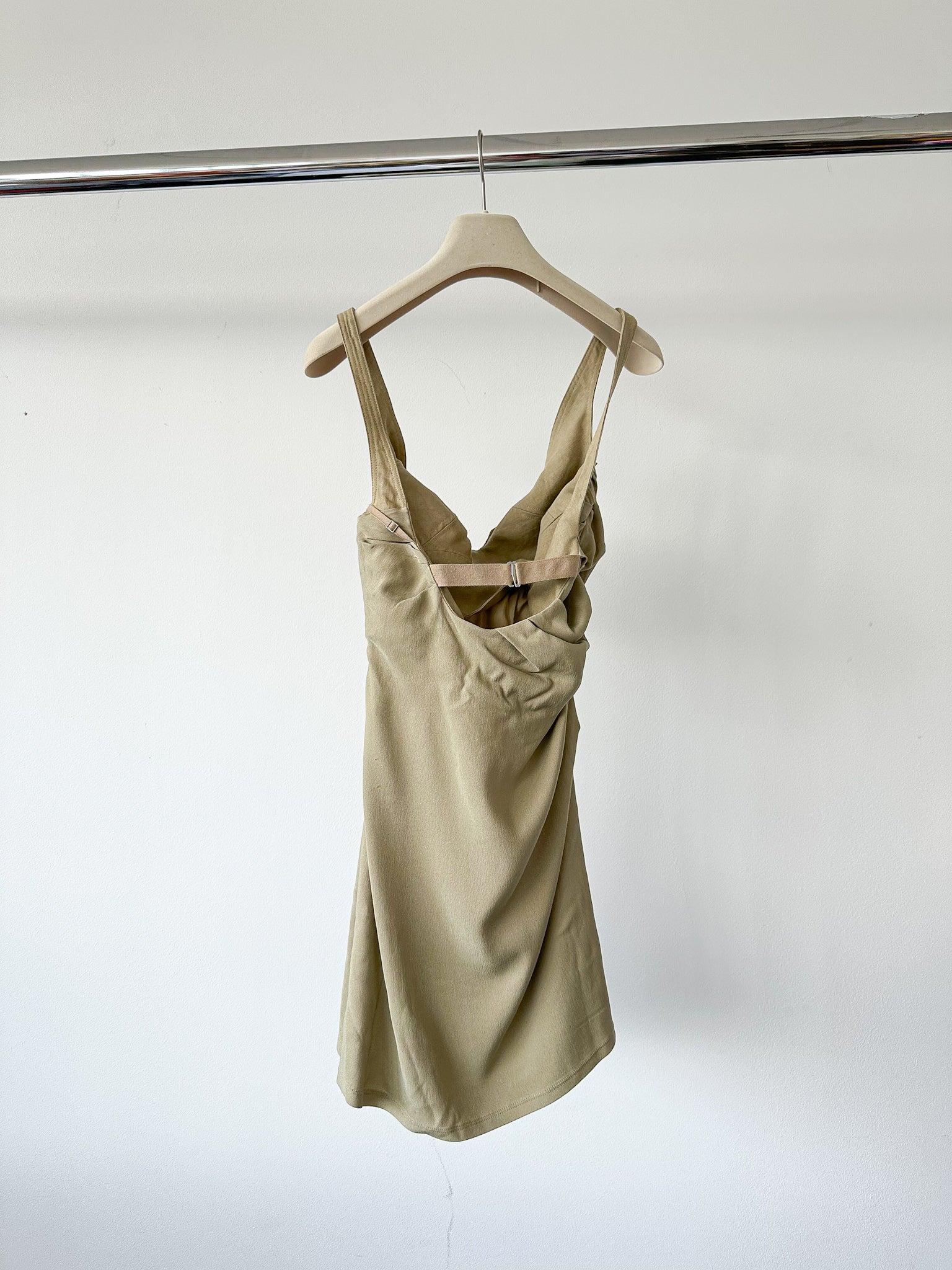 Jacquemus La Robe Soffio Crepe Ruched Strappy Mini Dress